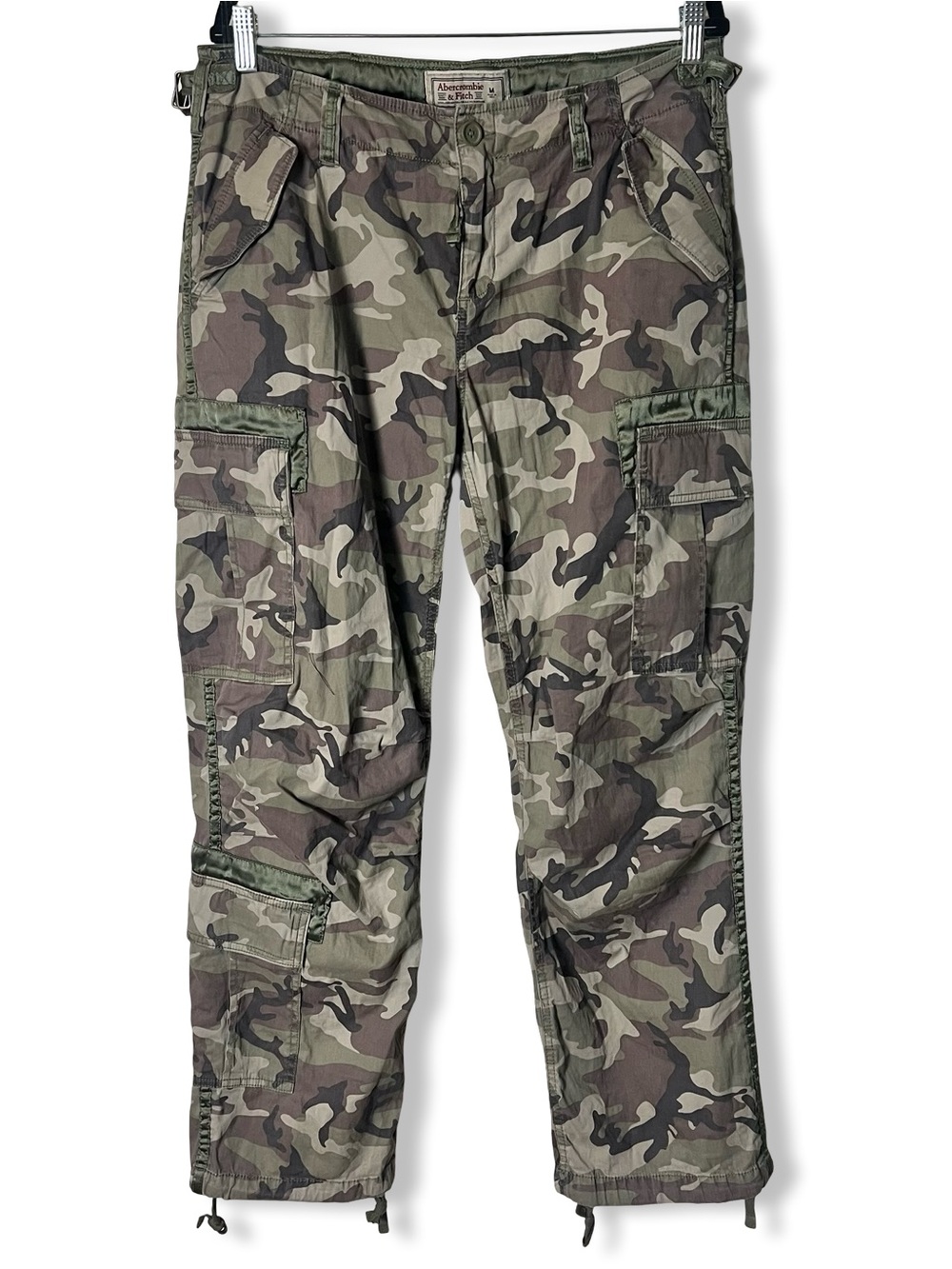 Abercrombie & Fitch Womens Paratrooper Camo Cargo Pants Y2K Vintage Green Sz. M